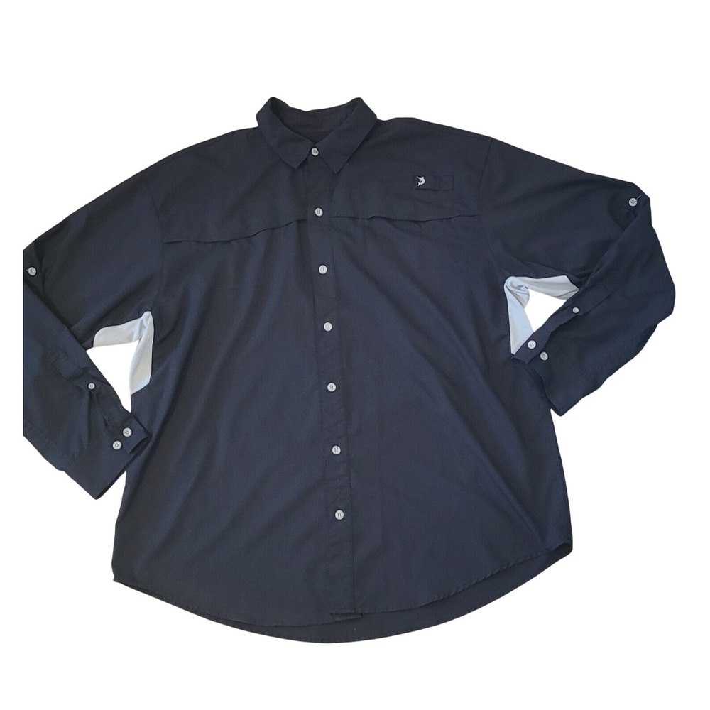 Reel Legends Shirt Adult Large Black Button Up Long Sleeve Fishing‎ Mens XXL
